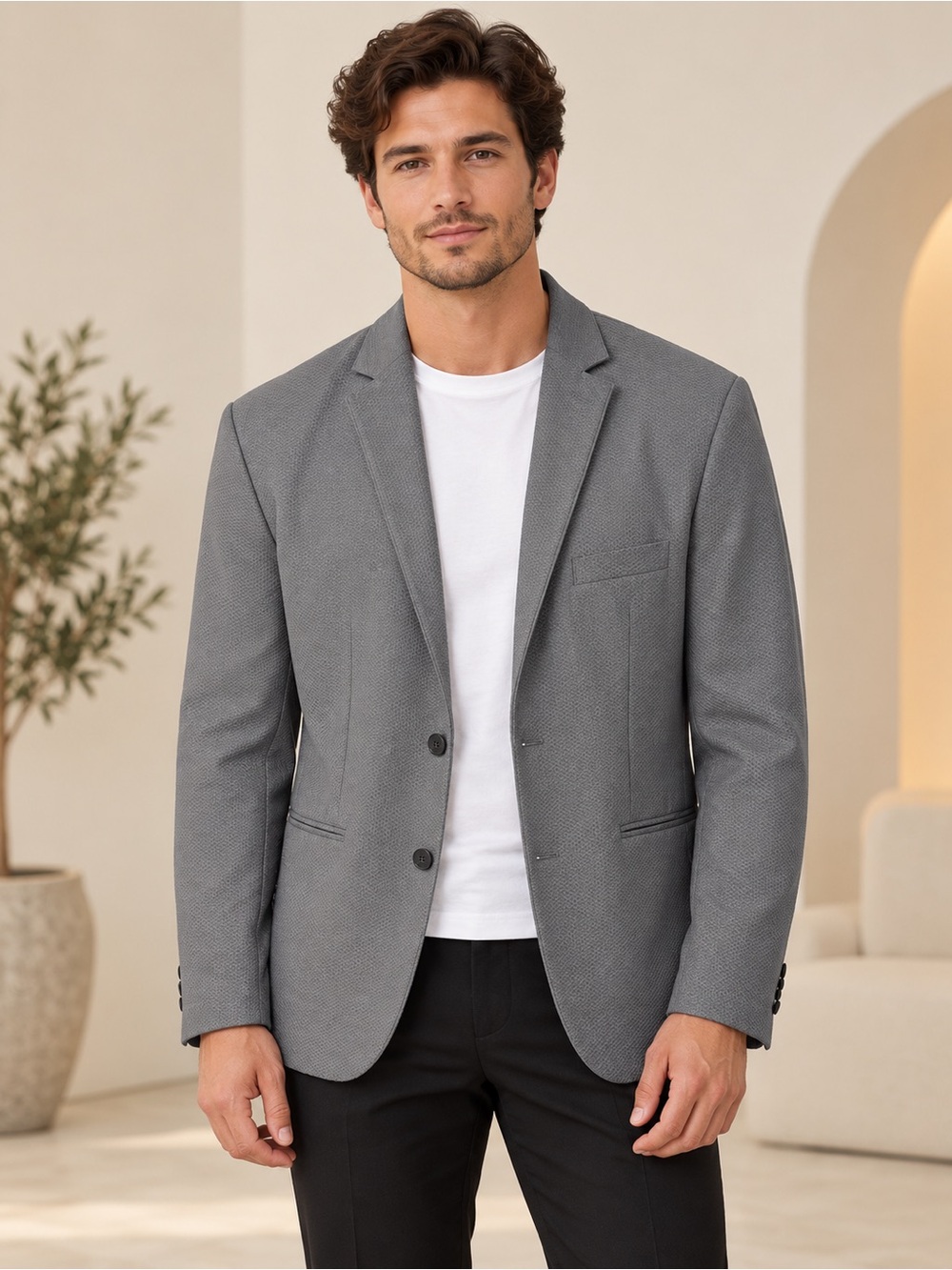 Twillory Men’s 42S Gray Performance Stretch Blazer Sport Coat Washable